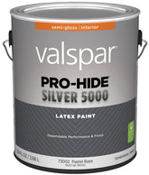Valspar Pro-Hide Silver 5000 7300 028.0073002.007 Latex Paint, Water Base, Semi-Gloss, Pastel Base, 1 gal